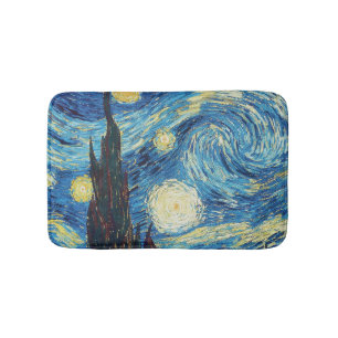 Van Gogh Sterrennacht Vintage Blauwe Meesterwerk Badmat