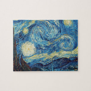 Van Gogh Sterrennacht Vintage Blauwe Meesterwerk Legpuzzel