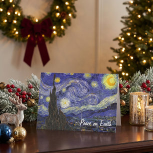 Van Gogh Sterrennacht, Vintage Kerstmis Feestdagen Kaart