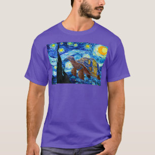 Van Gogh Sterrennacht Zee schilderen T-Sh schilder T-shirt