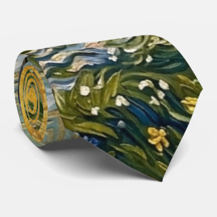 Van Gogh stijl amandelboomgaard zonovergoten bloes Stropdas