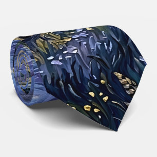Van Gogh Stijl Cipres Schemering Middennacht Maan  Stropdas