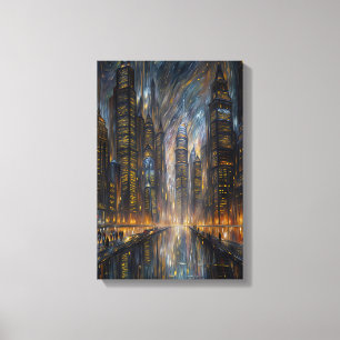 Van Gogh stijl futuristische stadslandschap kunst Canvas Afdruk