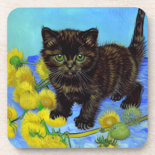 Van Gogh Stijl Kat met Zonnebloemen Bier Onderzetter