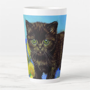 Van Gogh Stijl Kat met Zonnebloemen Latte Mok