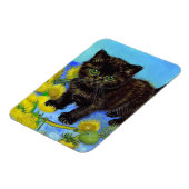 Van Gogh Stijl Kat met Zonnebloemen Magneet (Linkerzijde)