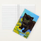 Van Gogh Stijl Kat met Zonnebloemen Notitieboek (Binnen)