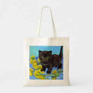 Van Gogh Stijl Kat met Zonnebloemen Tote Bag