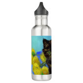 Van Gogh Stijl Kat met Zonnebloemen Waterfles (Links)