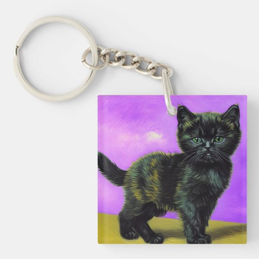 Van Gogh Stijl Kat Sleutelhanger (voorkant)