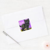 Van Gogh Stijl Kat Vierkante Sticker (Envelop)