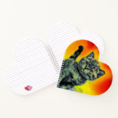 Van Gogh Stijl Kat Zonsondergang Strand Notitieboek (Binnen)