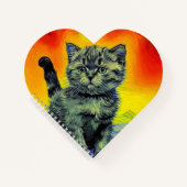 Van Gogh Stijl Kat Zonsondergang Strand Notitieboek (Voorkant)