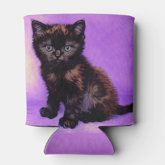 Van Gogh Stijl Paarse kat Blikjeskoeler (Achterkant)