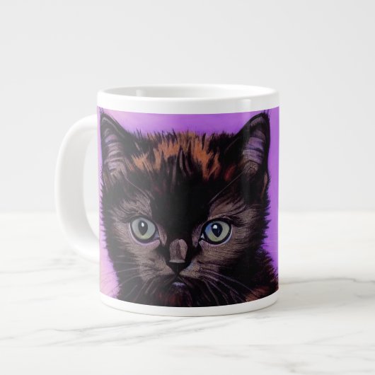 Van Gogh Stijl Paarse kat Extra Grote Beker (Voorkant links)