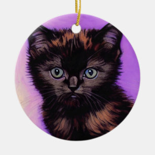 Van Gogh Stijl Paarse kat Keramisch Ornament
