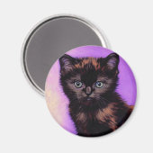 Van Gogh Stijl Paarse kat Magneet (Voorkant / Achterkant)
