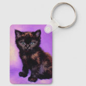 Van Gogh Stijl Paarse kat Sleutelhanger (Achterkant)