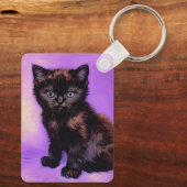 Van Gogh Stijl Paarse kat Sleutelhanger (Achterkant)