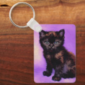 Van Gogh Stijl Paarse kat Sleutelhanger (Voorkant)