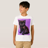 Van Gogh Stijl Paarse kat T-shirt (Voorkant volledig)