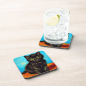 Van Gogh Stijl Pouting Kitten Bier Onderzetter (Rechterzijde)