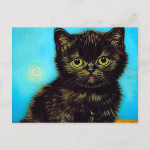 Van Gogh Stijl Pouting Kitten Briefkaart
