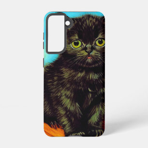 Van Gogh Stijl Pouting Kitten Samsung Galaxy Hoesje