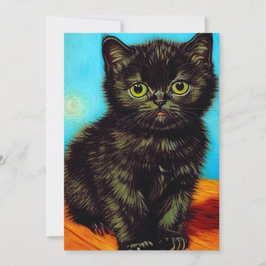 Van Gogh Stijl Pouting Kitten Save The Date (Voorkant)
