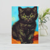 Van Gogh Stijl Pouting Kitten Save The Date (Staand voorkant)