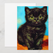 Van Gogh Stijl Pouting Kitten Save The Date (Voorkant / Achterkant)