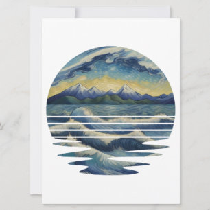 Van Gogh stijl schilderijen set, een zee bij zonso Kaart