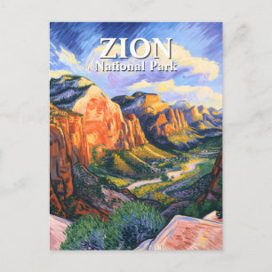 Van Gogh stijl Zion National Park Angels Landing Briefkaart
