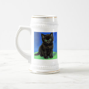 Van Gogh Stijl Zwart Kitten Bierpul