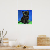 Van Gogh Stijl Zwart Kitten Poster (Keuken)