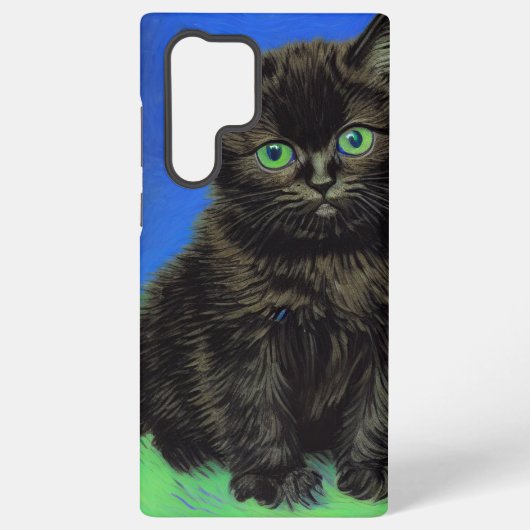 Van Gogh Stijl Zwart Kitten Samsung Galaxy Hoesje (Achterkant)