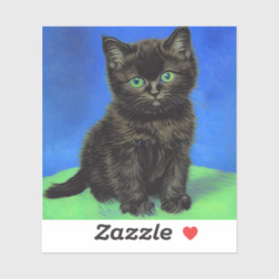 Van Gogh Stijl Zwart Kitten Sticker