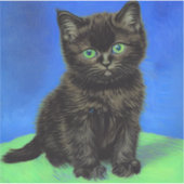 Van Gogh Stijl Zwart Kitten Sticker (Voorkant)