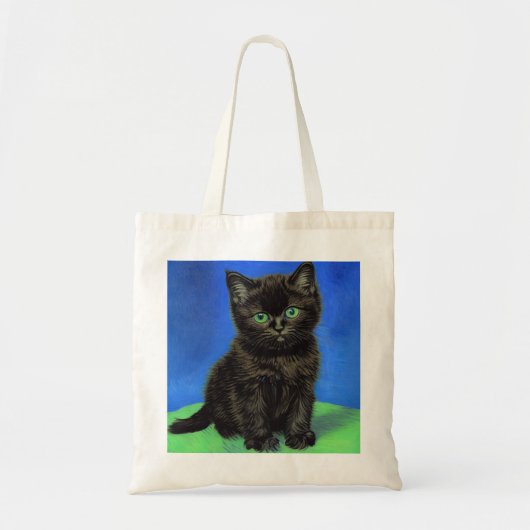 Van Gogh Stijl Zwart Kitten Tote Bag (Voorkant)