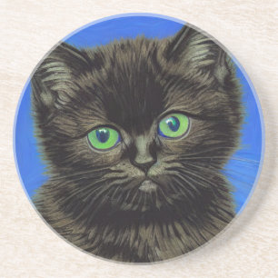 Van Gogh Stijl Zwart Kitten Zandsteen Onderzetter
