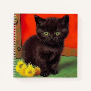Van Gogh Stijl Zwarte Kat Notitieboek