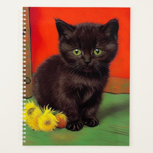 Van Gogh Stijl Zwarte Kat Planner (Voorkant)