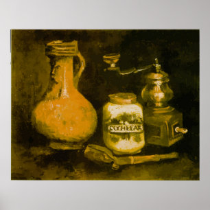 Van Gogh Stilleven met koffiemolen, pijp en kan Poster