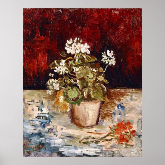 Van Gogh Stilleven met pot geraniums Poster (Voorkant)