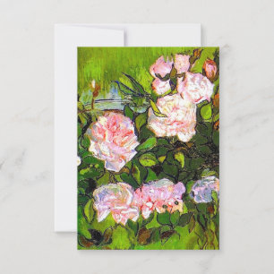 Van Gogh Stilleven met roze rozen RSVP Kaartje
