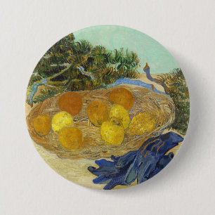 Van Gogh Stilleven van Sinaasappels Citroenen Blau Ronde Button 7,6 Cm