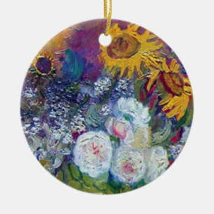 Van Gogh - stilstaand leven met Rozen en zonnebloe Keramisch Ornament