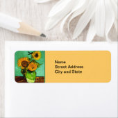 Van Gogh - stilstaande levensfase met 3 zonnebloem Etiket (Insitu)