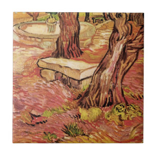Van Gogh Stone Bench in Garden, St Paul Hospital Tegeltje
