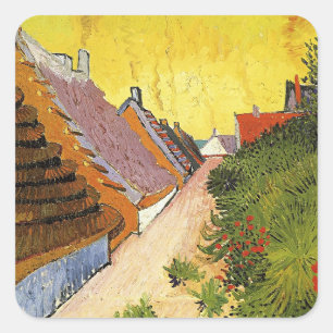 Van Gogh - Straat in Saintes-Maries, Vierkante Sticker